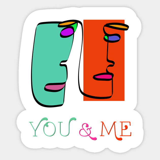 Modern Abstract Art You And Me Love Sticker TeePublic